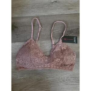 No Boundaries Tan Lace Bralette Womens Large NWT
